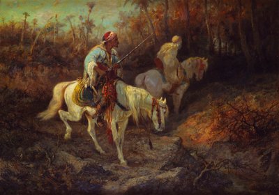 Arabscy Jeźdźcy na skraju Lasu autorstwa Adolf Schreyer