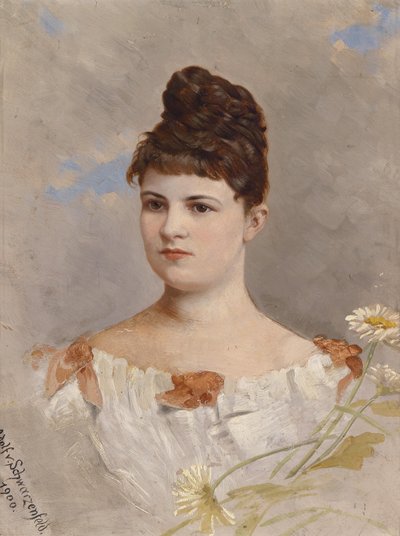 Portret Ottilie Schneitt von Schwarzenfeld zgodnie z etykietą z tyłu autorstwa Adolf d. Ä. Schreitter von Schwarzenfeld