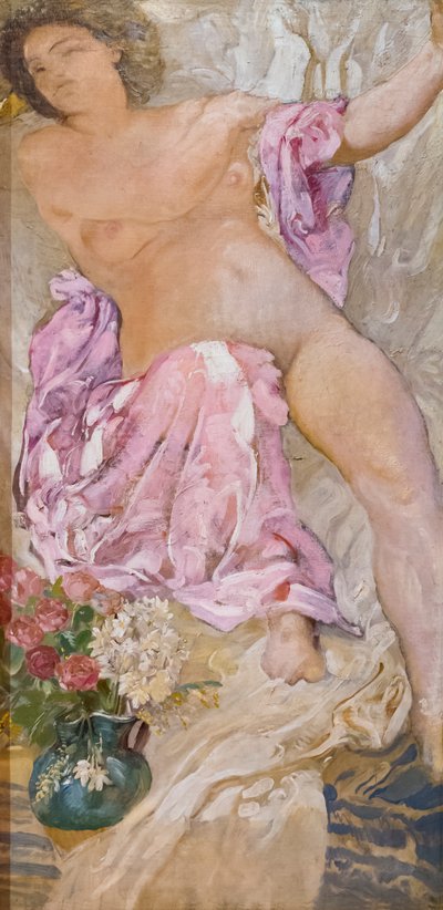 Kobieta z kwiatami / naga kobieta z różami autorstwa Adolfo de Carolis