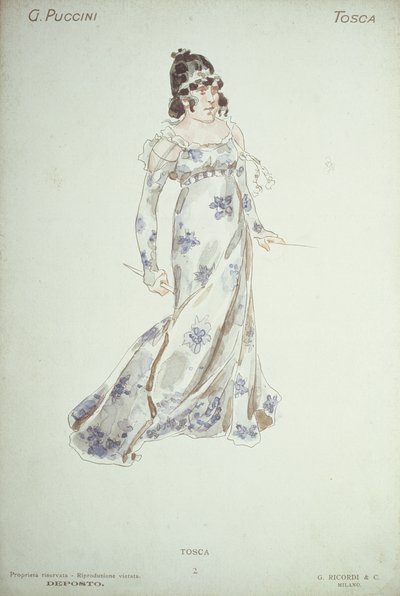 Projekt kostiumów w "Tosce" Giacomo Pucciniego (1858-1954) autorstwa Adolfo Hohenstein