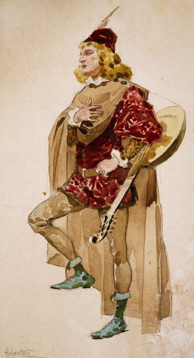 Szkic kostiumu Adolfo Hohensteina (1854-1928) dla Zanetto, opera Pietro Mascagniego (1863-1945) autorstwa Adolfo Hohenstein