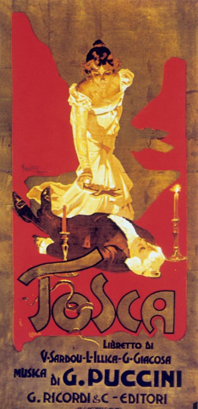 Okładka Adolfa Hohensteina do partytury opery Tosca Giacomo Puccini autorstwa Adolfo Hohenstein