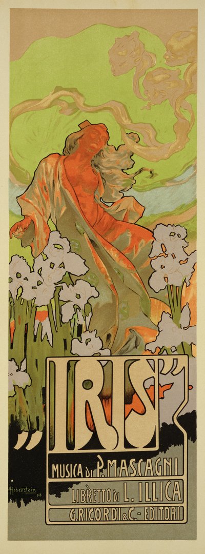 Okładka partytury i libretta opery "Iris", 1898 r. autorstwa Adolfo Hohenstein