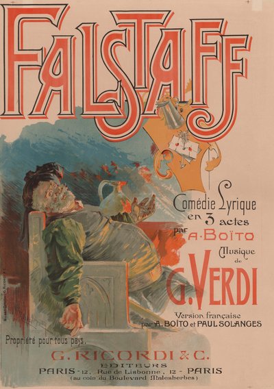 Plakat do opery Falstaff Giuseppe Verdiego, 1894. autorstwa Adolfo Hohenstein