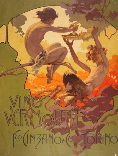 Wermut Cinzano , 1901. autorstwa Adolfo Hohenstein