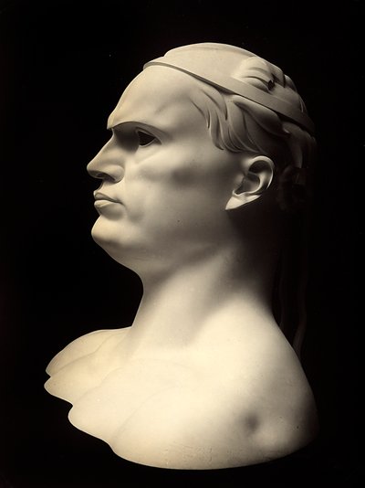 Popiersie przedstawiające portret Benito Mussolini, Praca Adolfo Wildt (B/W Photo) autorstwa Adolfo Wildt