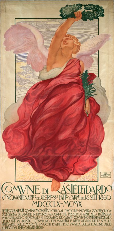 Plakat na pięćdziesiątą rocznicę bitwy pod Castelfidardo autorstwa Adolfo de Carolis