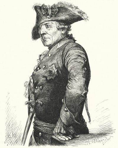 Fryderyk Wielki, król pruski (grafika) autorstwa Adolph Friedrich Erdmann von (after) Menzel