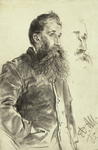 Studium mężczyzny z brodą z ręką w kieszeni, 1885 autorstwa Adolph Menzel