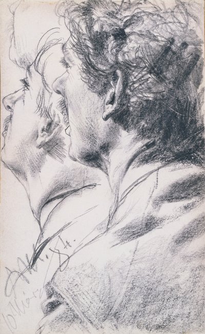 Głowa młodego mężczyzny z profilu po lewej, 1884 autorstwa Adolph Menzel