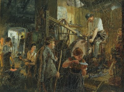 Szlifierka do noży w kuźni w Hofgastein, 1881 r. autorstwa Adolph Menzel