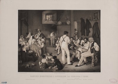Duńscy artyści w Osteria la Gensola w Rzymie autorstwa Johan Adolph Kittendorff