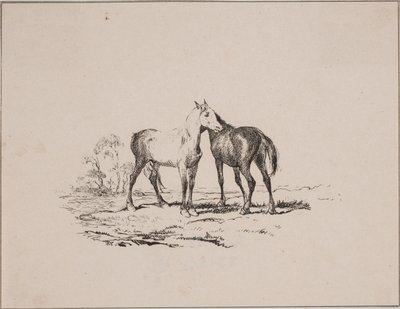 Dwa konie autorstwa Johan Adolph Kittendorff