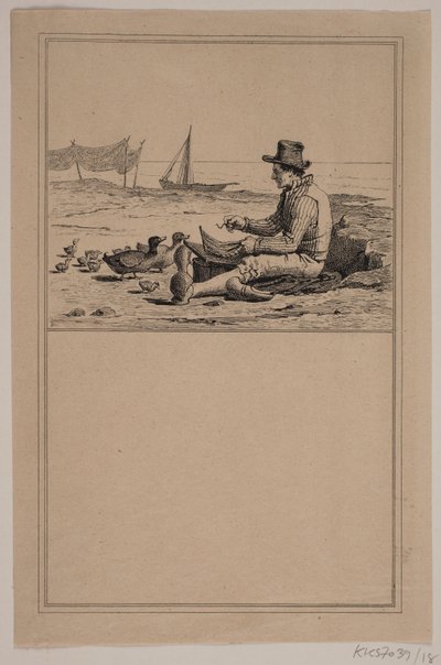 Rybak i kaczka. Nie. 17 w Chr. Winther i M. Rørbye, „25 obrazków dla małych dzieci” autorstwa Johan Adolph Kittendorff
