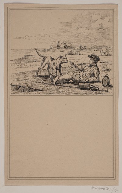Pasterz i pies. Nie. 7 w Chr. Winther i M. Rørbye, „25 obrazków dla małych dzieci” autorstwa Johan Adolph Kittendorff