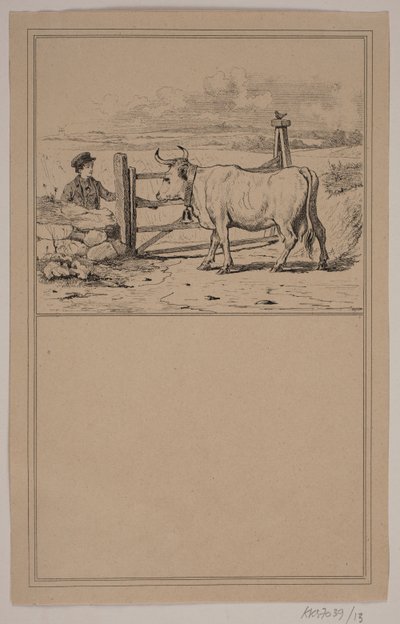 Krowa i chłopiec. Nie. 12 w Chr. Winther i M. Rørbye, „25 obrazków dla małych dzieci” autorstwa Johan Adolph Kittendorff