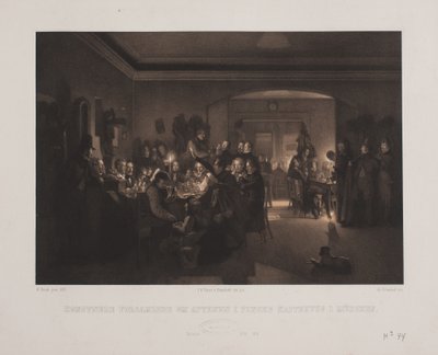 Artyści zebrali się wieczorem w kawiarni Fincka w Monachium. autorstwa Johan Adolph Kittendorff