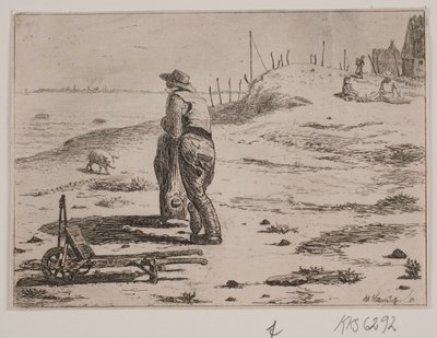 Odcinek przybrzeżny ze stojącymi rybakami autorstwa Johan Adolph Kittendorff