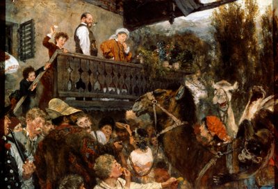 Wędrowny cyrk wielbłądów w Partenkirchen, 1884. autorstwa Adolph Menzel