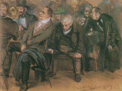 Niemcy burżuazyjni na zebraniu publicznym, 1849 (pastel na papierze) autorstwa Adolph Menzel