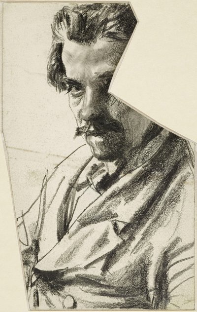 Portret mężczyzny z brodą, zwróconego w lewo, z głową skierowaną w stronę widza autorstwa Adolph Menzel