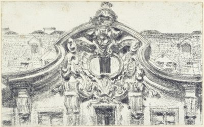 Szczyt środkowej części wysuniętej części budynku Palais du Saxe w Dreźnie autorstwa Adolph Menzel