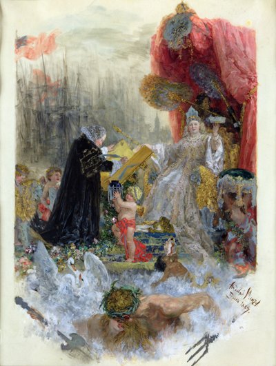 Dokument honorowego obywatelstwa miasta Hamburga, 1887 r. autorstwa Adolph Menzel