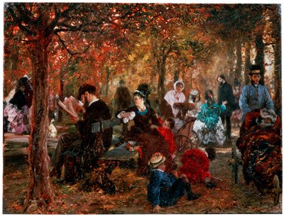 W Ogrodzie Luksemburskim Wspomnienie Ogrodu Luksemburskiego, 1876 r. autorstwa Adolph Menzel