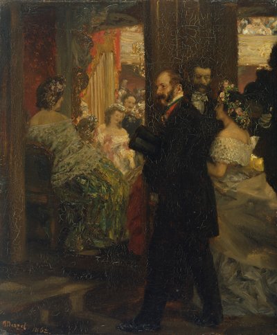 W Operze, 1862 (olej na papierze naklejony na karton) autorstwa Adolph Menzel