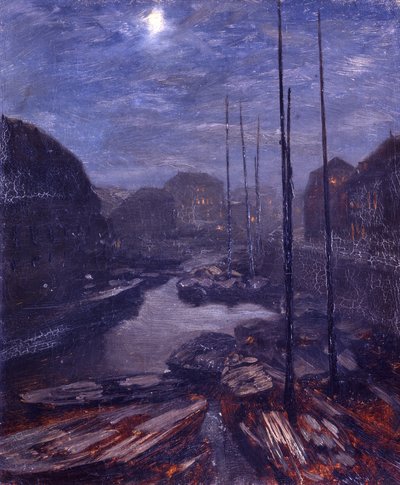 Blask księżyca nad Friedrichsgracht w starym Berlinie autorstwa Adolph Menzel