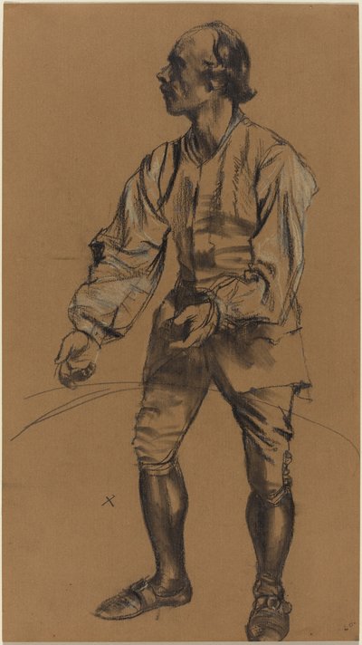 Richard Menzel pozuje w stroju z XVIII wieku autorstwa Adolph Menzel