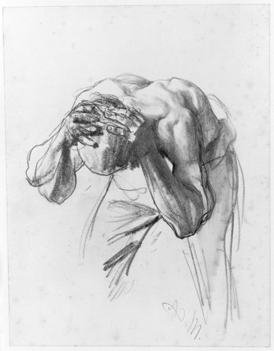 Pracownik myjący się. Studium do obrazu „Walcownia żelaza. Nowoczesni cyklopi” autorstwa Adolph Menzel