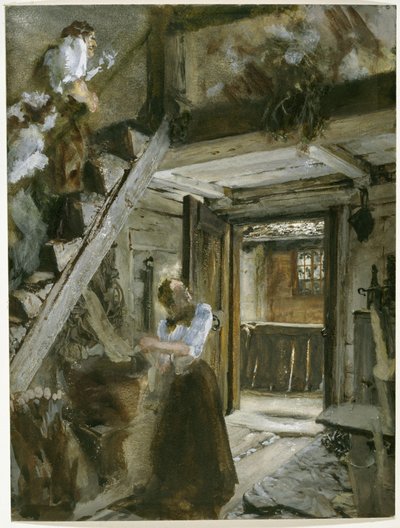 Schody w domu wiejskim z dekoracją figuralną autorstwa Adolph Menzel