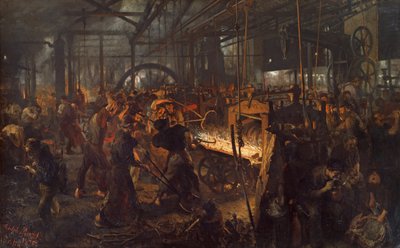 Współczesne cyklopy walcowni żelaza, 1873-1875 autorstwa Adolph Menzel