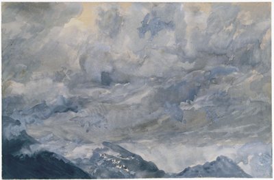 Niebo pokryte chmurami nad szczytami górskimi autorstwa Adolph Menzel