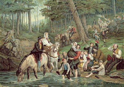 Scena norweska (kolor lito) autorstwa Adolph Tidemand