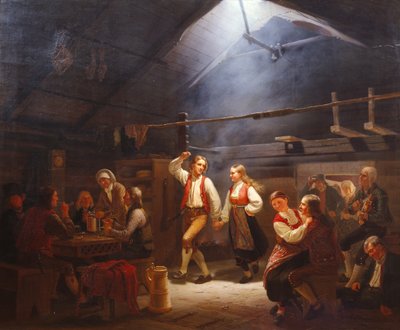 Niedzielne popołudnie w palarni w Hardangersk (obraz) autorstwa Adolph Tidemand