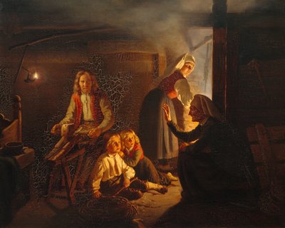 Opowiadacz historii (obraz) autorstwa Adolph Tidemand