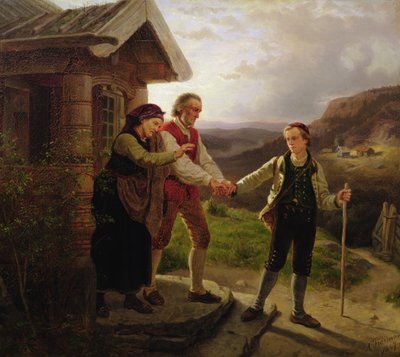 Pożegnanie najmłodszego syna autorstwa Adolph Tidemand