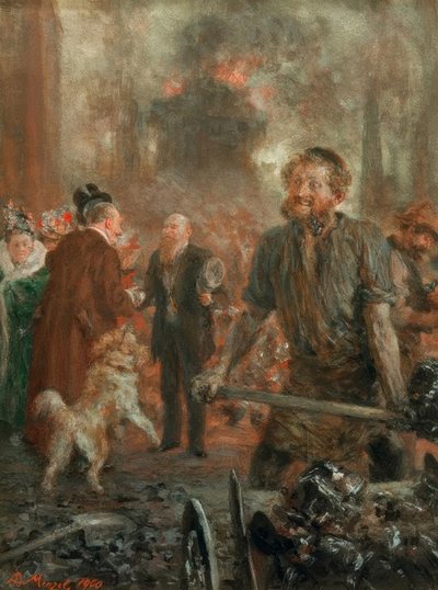 Wizyta w walcowni żelaza autorstwa Adolph Menzel