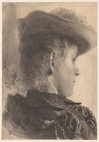 Popiersie kobiety widziane z tyłu autorstwa Adolph Menzel