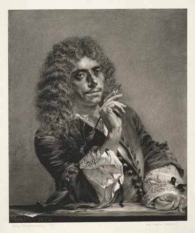 Esej o kamieniu z pędzlem i skrobaczką: Portret Moliera autorstwa Adolph Menzel