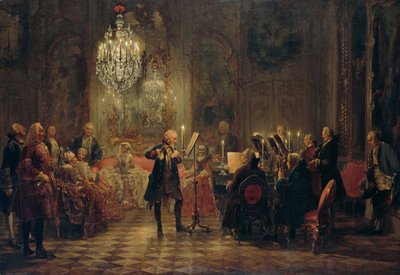 Koncert fletowy Fryderyka Wielkiego w Sanssouci autorstwa Adolph Menzel