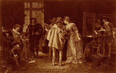 Koneserzy w pracowni Rembrandta, ilustracja z „Wielkich mężczyzn i sławnych kobiet” (lito) autorstwa Adolphe Alexandre (after) Lesrel