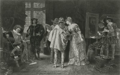 Koneserzy w pracowni Rembrandta, ilustracja z „Wielkich mężczyzn i sławnych kobiet” (lito) autorstwa Adolphe Alexandre (after) Lesrel