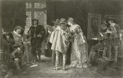 Koneserzy w pracowni Rembrandta (wklęsłodruk) autorstwa Adolphe Alexandre Lesrel