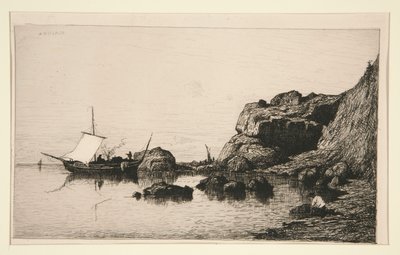 Łódka rybacka przybijająca do skał Collioure (Pireneje Wschodnie) autorstwa Adolphe Appian