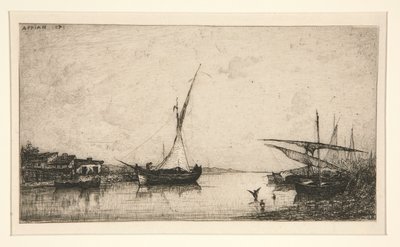 a. Dwa mosty Łódź rybacka autorstwa Adolphe Appian