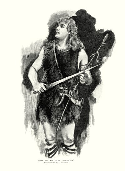 Niemiecki tenor Max Alvary jako Siegfried w operze Die Walkure Ryszarda Wagnera w Royal Opera House, Covent Garden, Londyn (lito) autorstwa Adolphe Birkenruth