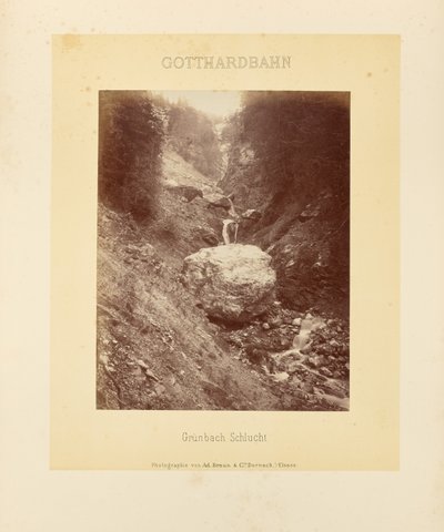 Kolej Gottharda: wąwóz Grünbach autorstwa Adolphe Braun and Cie